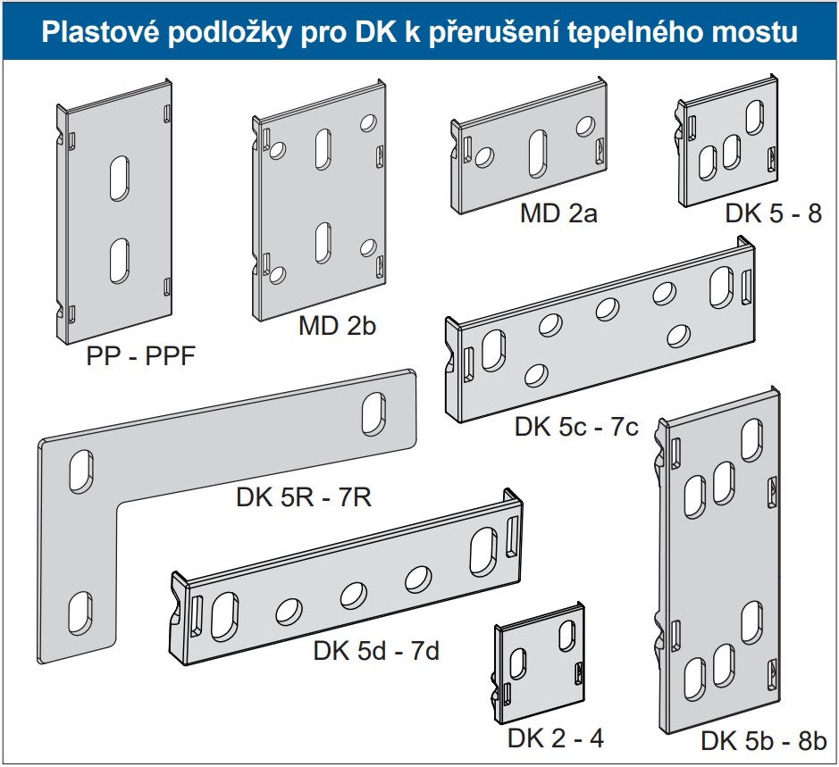 Plastové podložky pro DK k přerušení tepleného mostu