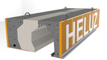 Průřez typem montáže venkovní žaluzie do nadokenního překladu HELUZ